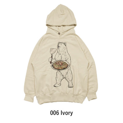 go slow caravan ゴースローキャラバン 空紡糸裏毛 お好み焼きクマプルパーカー 332607