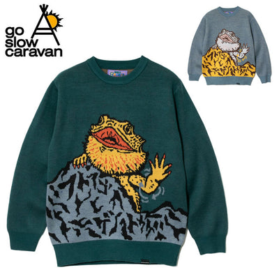 go slow caravan ゴースローキャラバン フトアゴヒゲトカゲIMPACTジャガードニットセーター 336107