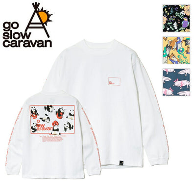go slow caravan ゴースローキャラバン USA/C スクエアLOGOバックプリント ロングスリーブ TEE 341901