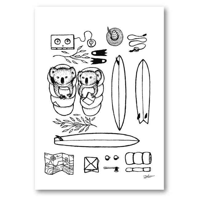 JONAS CLAESSON ジョナスクレアッソン CAMPING KOALAS キャンピングコアラ A2 額(白)セット