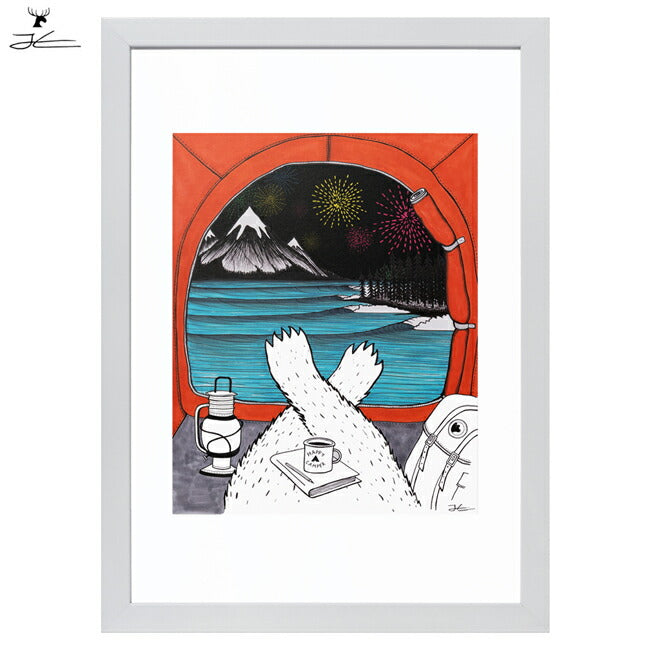 JONAS CLAESSON ジョナスクレアッソン HAPPY CAMPER ハッピーキャンパー A2 額(白)セット