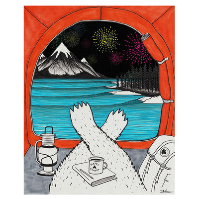 JONAS CLAESSON ジョナスクレアッソン HAPPY CAMPER ハッピーキャンパー A2 額(白)セット