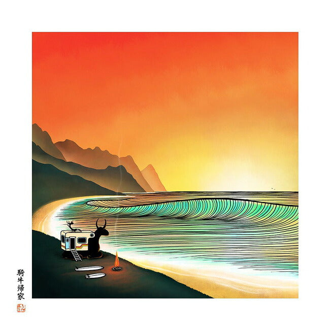 JONAS CLAESSON ジョナスクレアッソン 「十牛図」騎牛帰家 Peacefull easy feeling S(250×250mm)