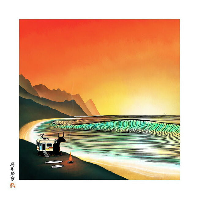 JONAS CLAESSON ジョナスクレアッソン 「十牛図」騎牛帰家 Peacefull easy feeling L(610×610mm)