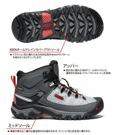 KEEN キーン TARGHEE EXP MID SP WP ターギー イーエックスピー ミッド ウォータープルーフ STONE/FIRE RED 1021805