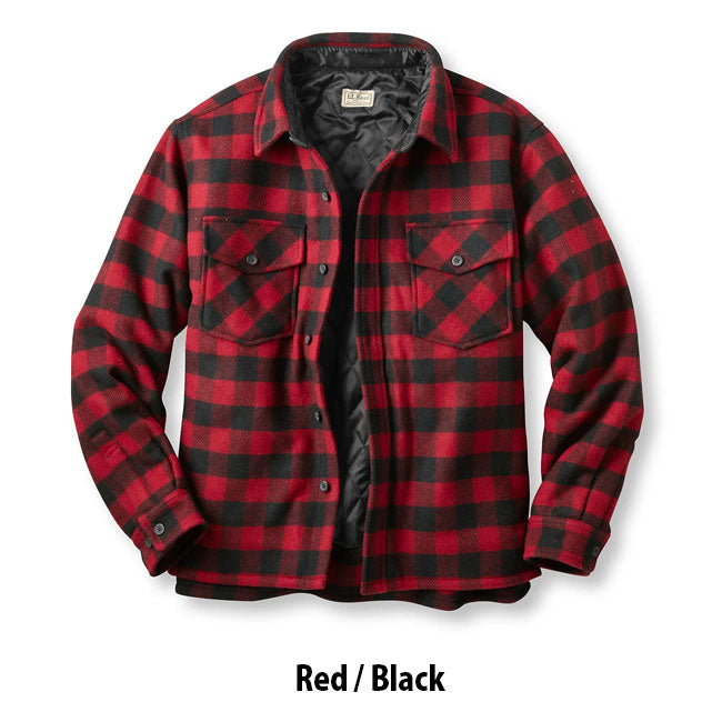90s L.L.Beanエルエルビーン メインガイド ウールシャツ赤×黒USA製 L.L.Bean エルエルビーン Maine Guide Shirt with PrimaLoft メイン