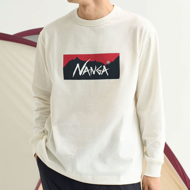NANGA ナンガ ECO HYBRID BOX LOGO L/S TEE エコハイブリッドボックスロゴロングスリーブティー
