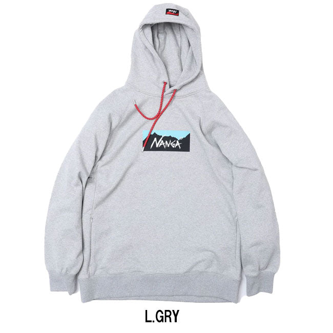 NANGA ナンガ ECO HYBRID BOX LOGO SWEAT HOODIE エコハイブリッドボックスロゴスウェットフーディー