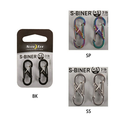 NITE-IZE ナイトアイズ S-BINER ステンレススチール No5 ×2P エスビナーSBHLF2PK-01/SBHLF2PK-11/SBHLF-03-07　