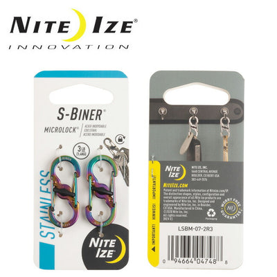 NITE-IZE ナイトアイズ S-BINER MICROLOCK SPECTRUM 2P エスビナーマイクロロックスチール2個入りスペクトラム NI59107/LSBM-07-2R3