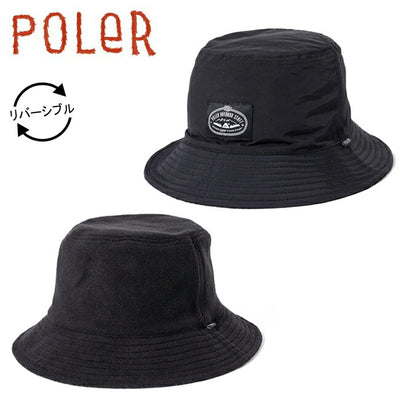 POLeR ポーラー REVERSIBLE BUCKET HAT リバーシブルバケットハット Black/Black 243MCV0110