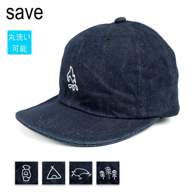 アパルトモン★ネイビー CA 刺繍 キャップ save セーブ Embroidery Cap エンブロイダリーキャップ Denim S-01