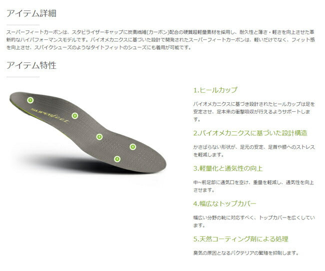 SUPERfeet スーパーフィート TRIM to FIT CARBON トリムトゥフィットカーボン/Active Support Low Arch(Carbon) アクティブサポートローアーチ