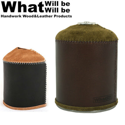 What will be will be ワット ウィル ビー ウィル ビー ガス缶カバー オイルレザー＆スウェードODガス缶カバー（大：470/500サイズ）【メール便・代引き不可】